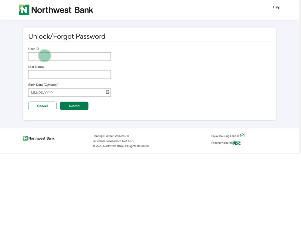 Reset Your Password | Northwest Bank